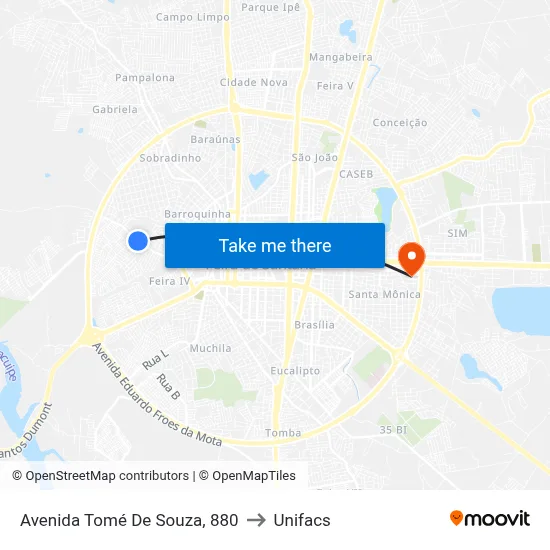 Avenida Tomé De Souza, 880 to Unifacs map