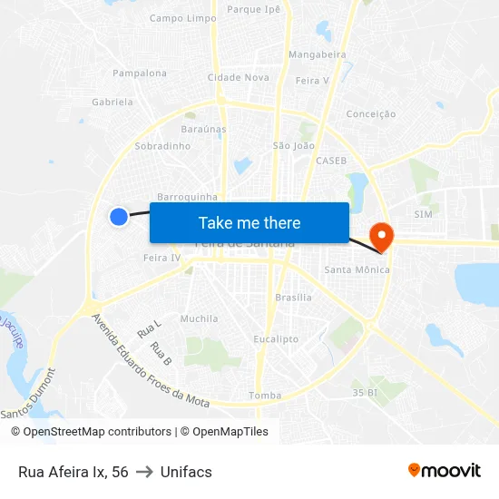 Rua Afeira Ix, 56 to Unifacs map