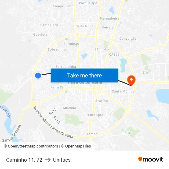 Caminho 11, 72 to Unifacs map