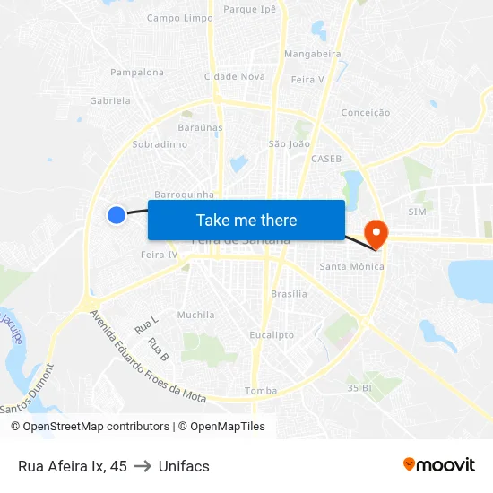 Rua Afeira Ix, 45 to Unifacs map
