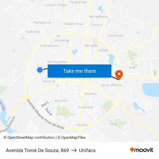 Avenida Tomé De Souza, 869 to Unifacs map