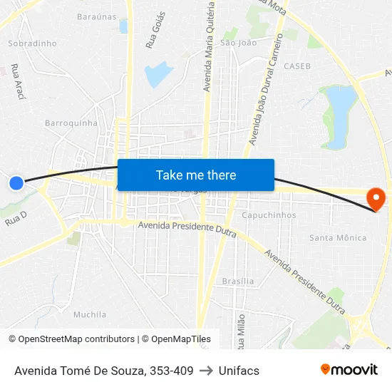 Avenida Tomé De Souza, 353-409 to Unifacs map