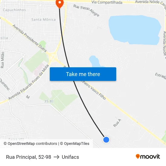 Rua Principal, 52-98 to Unifacs map