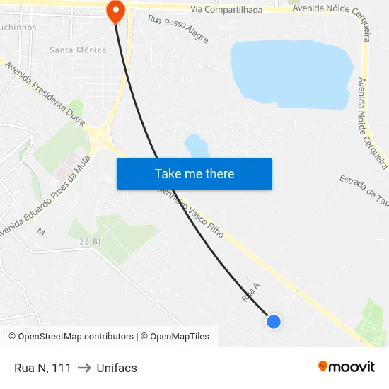 Rua N, 111 to Unifacs map