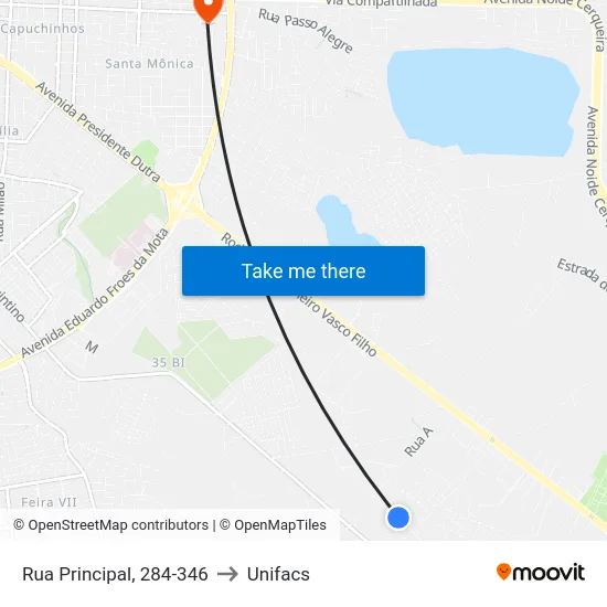 Rua Principal, 284-346 to Unifacs map