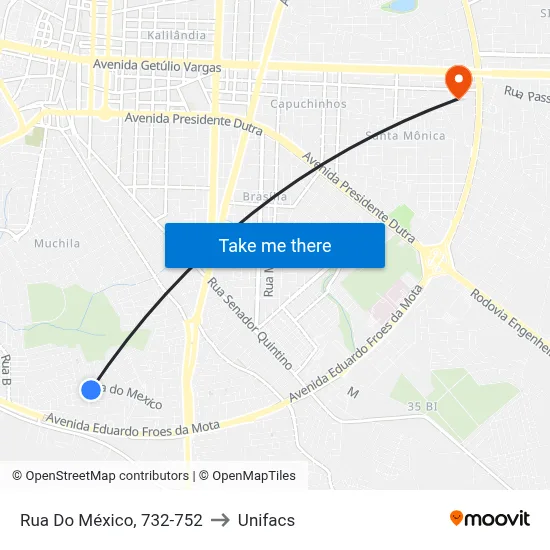 Rua Do México, 732-752 to Unifacs map