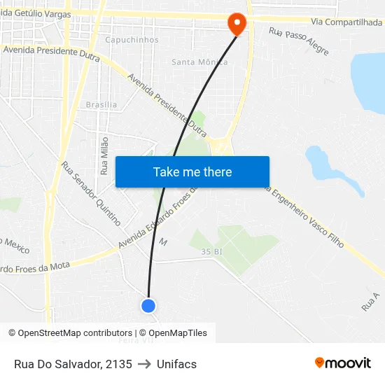 Rua Do Salvador, 2135 to Unifacs map