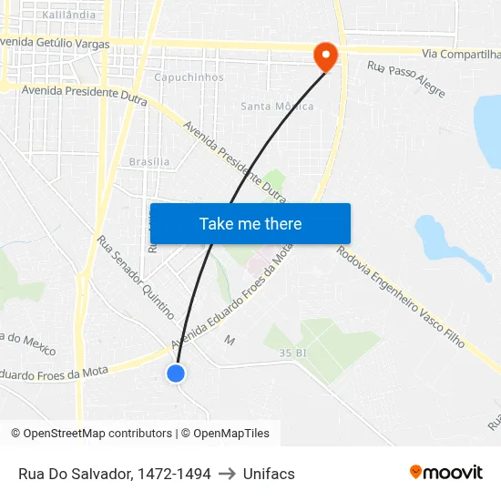 Rua Do Salvador, 1472-1494 to Unifacs map