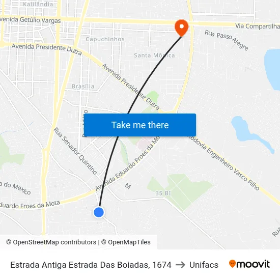 Estrada Antiga Estrada Das Boiadas, 1674 to Unifacs map