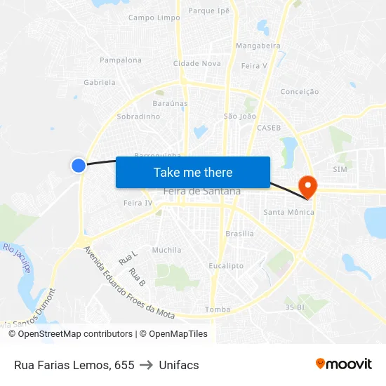 Rua Farias Lemos, 655 to Unifacs map