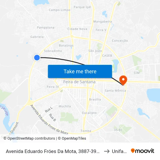 Avenida Eduardo Fróes Da Mota, 3887-3939 to Unifacs map