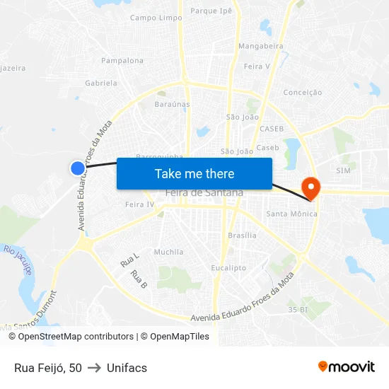 Rua Feijó, 50 to Unifacs map