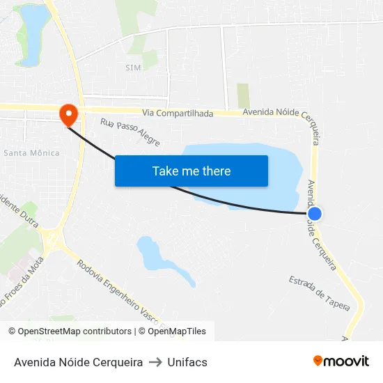 Avenida Nóide Cerqueira to Unifacs map