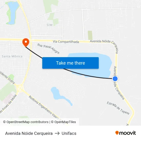 Avenida Nóide Cerqueira to Unifacs map
