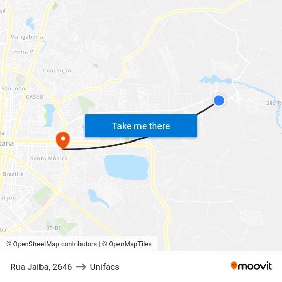Rua Jaiba, 2646 to Unifacs map