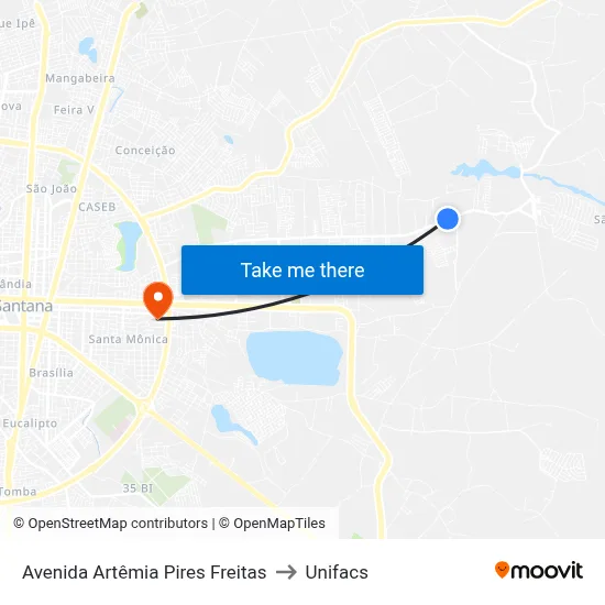 Avenida Artêmia Pires Freitas to Unifacs map
