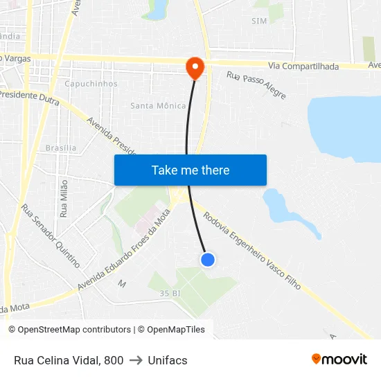 Rua Celina Vidal, 800 to Unifacs map
