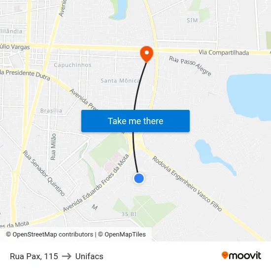 Rua Pax, 115 to Unifacs map
