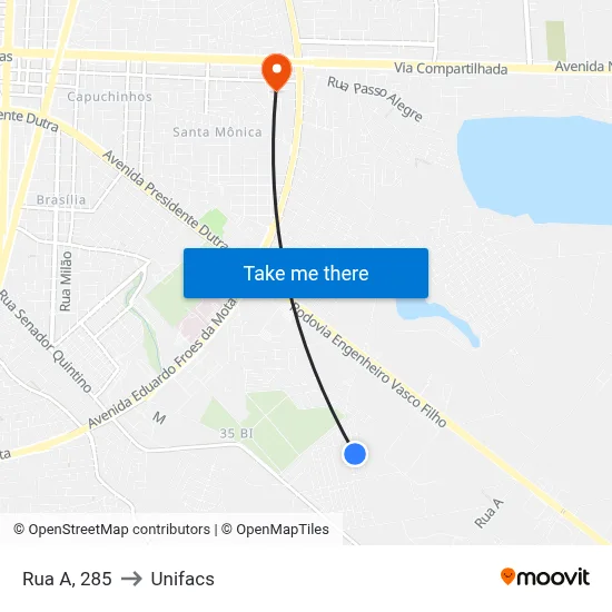 Rua A, 285 to Unifacs map