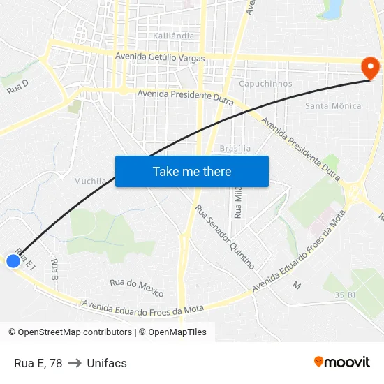 Rua E, 78 to Unifacs map