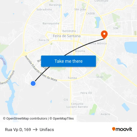 Rua Vp D, 169 to Unifacs map