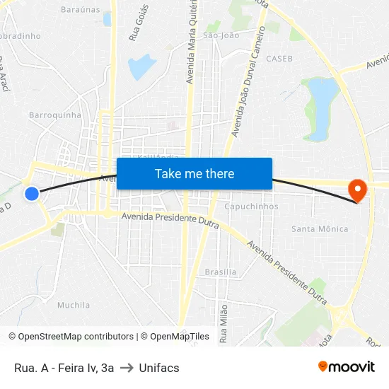 Rua. A - Feira Iv, 3a to Unifacs map