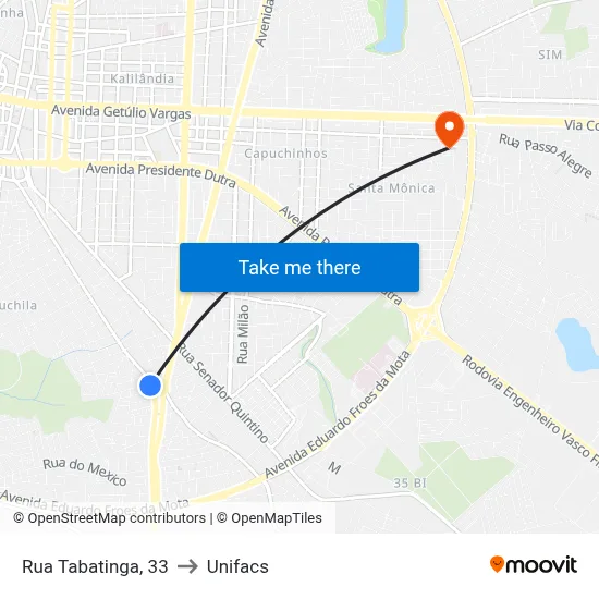 Rua Tabatinga, 33 to Unifacs map
