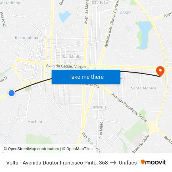 Volta - Avenida Doutor Francisco Pinto, 368 to Unifacs map