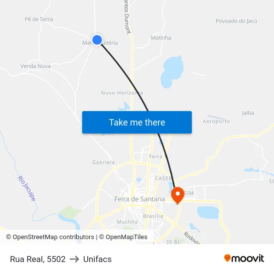 Rua Real, 5502 to Unifacs map