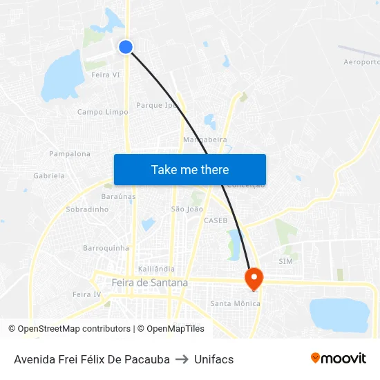 Avenida Frei Félix De Pacauba to Unifacs map