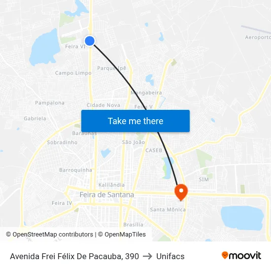 Avenida Frei Félix De Pacauba, 390 to Unifacs map
