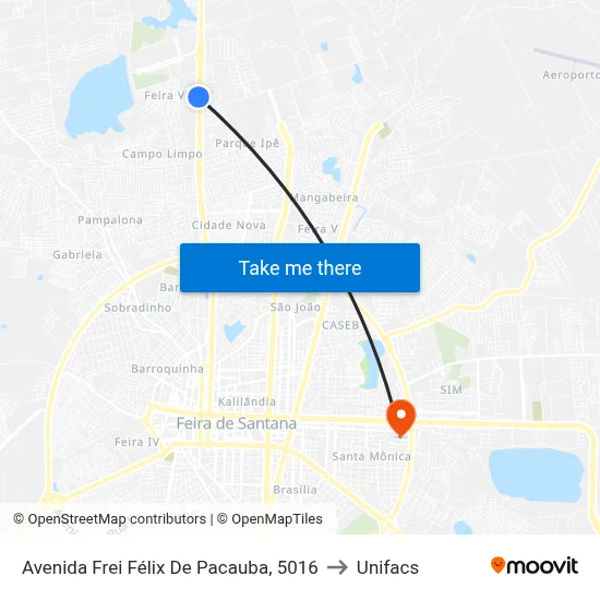 Avenida Frei Félix De Pacauba, 5016 to Unifacs map