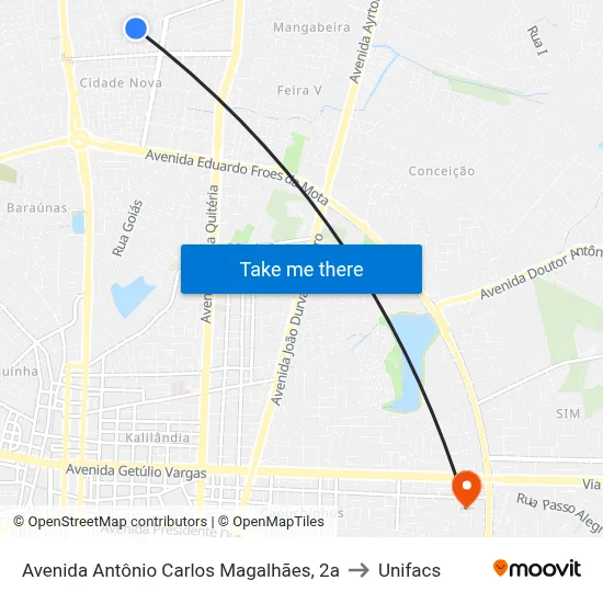 Avenida Antônio Carlos Magalhães, 2a to Unifacs map