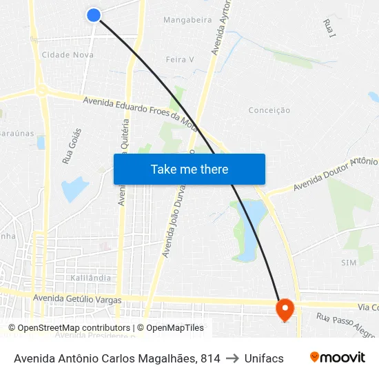 Avenida Antônio Carlos Magalhães, 814 to Unifacs map