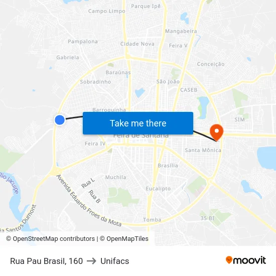 Rua Pau Brasil, 160 to Unifacs map