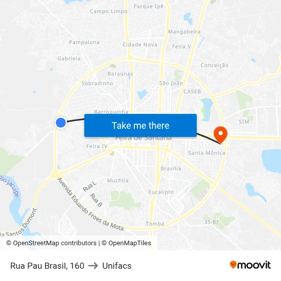 Rua Pau Brasil, 160 to Unifacs map