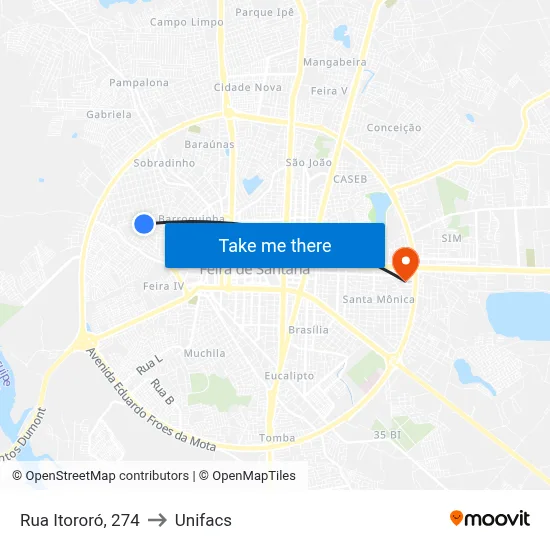Rua Itororó, 274 to Unifacs map