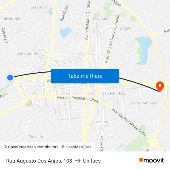 Rua Augusto Dos Anjos, 103 to Unifacs map