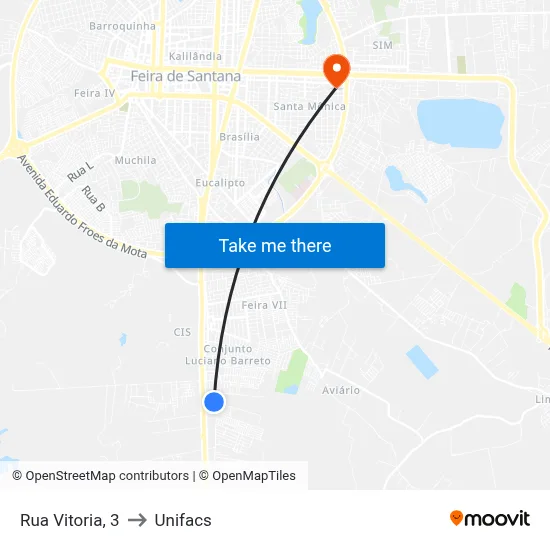 Rua Vitoria, 3 to Unifacs map