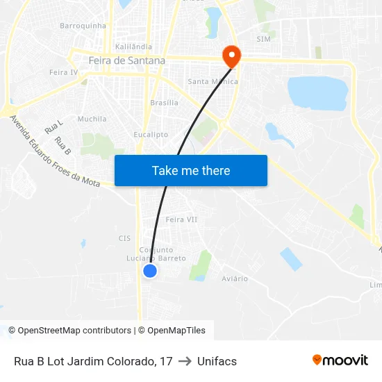 Rua B Lot Jardim Colorado, 17 to Unifacs map