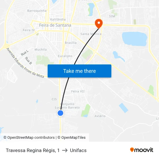 Travessa Regina Régis, 1 to Unifacs map