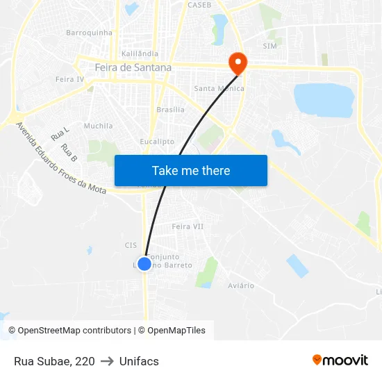 Rua Subae, 220 to Unifacs map