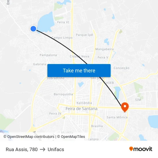 Rua Assis, 780 to Unifacs map