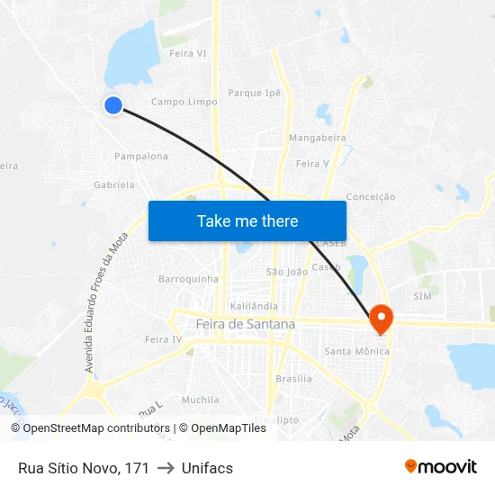 Rua Sítio Novo, 171 to Unifacs map