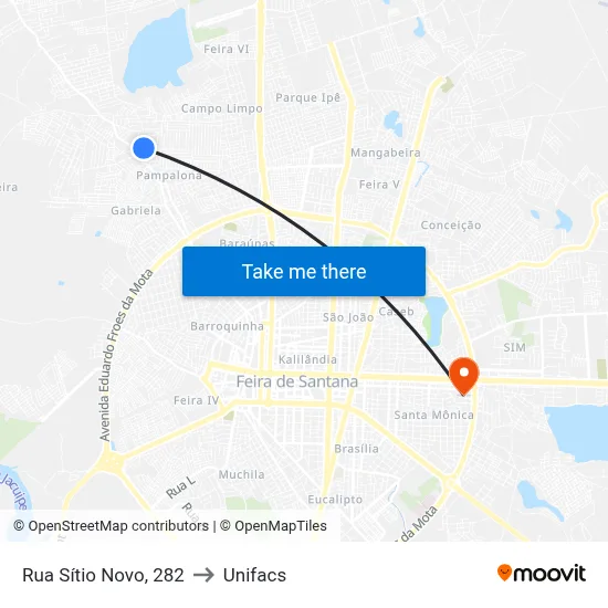 Rua Sítio Novo, 282 to Unifacs map