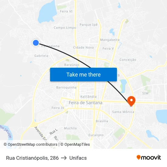Rua Cristianópolis, 286 to Unifacs map