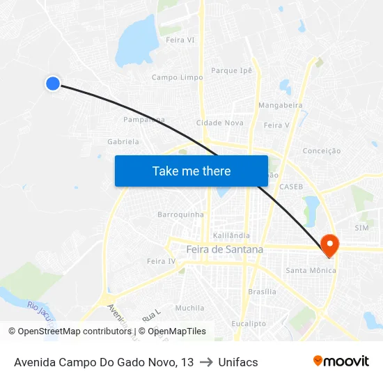 Avenida Campo Do Gado Novo, 13 to Unifacs map