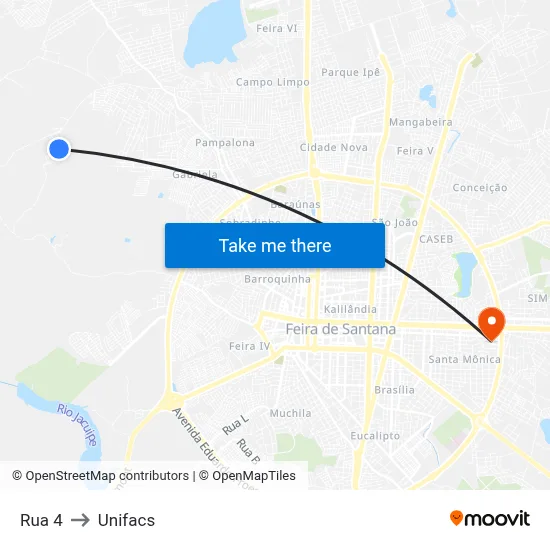 Rua 4 to Unifacs map