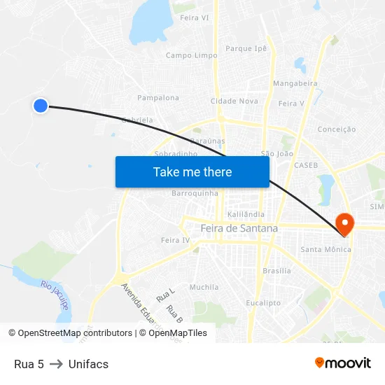 Rua 5 to Unifacs map