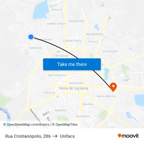 Rua Cristianópolis, 286 to Unifacs map